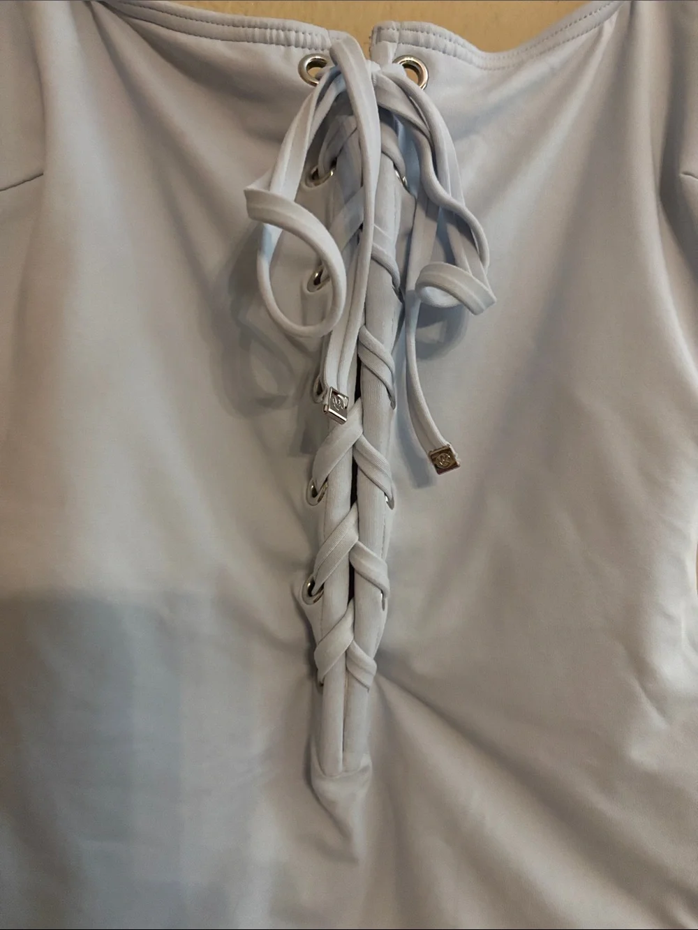 Michael Kors Light Blue Lace-Up One-Piece Swimsuit
